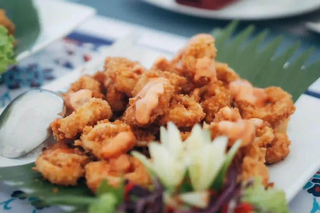 A plate of fried calamari served on board the liveaboard Carnaby 02